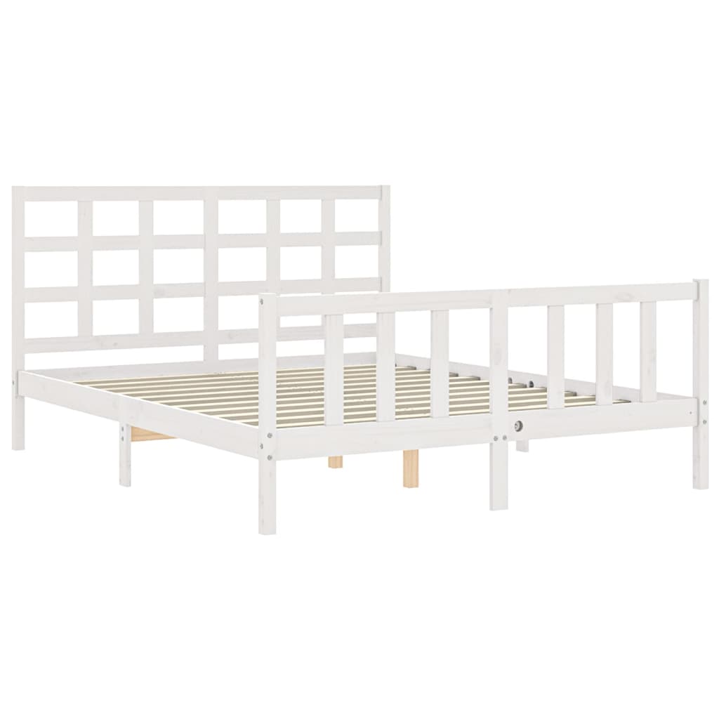 Bed Frame without Mattress White 160x200 cm Solid Wood Pine