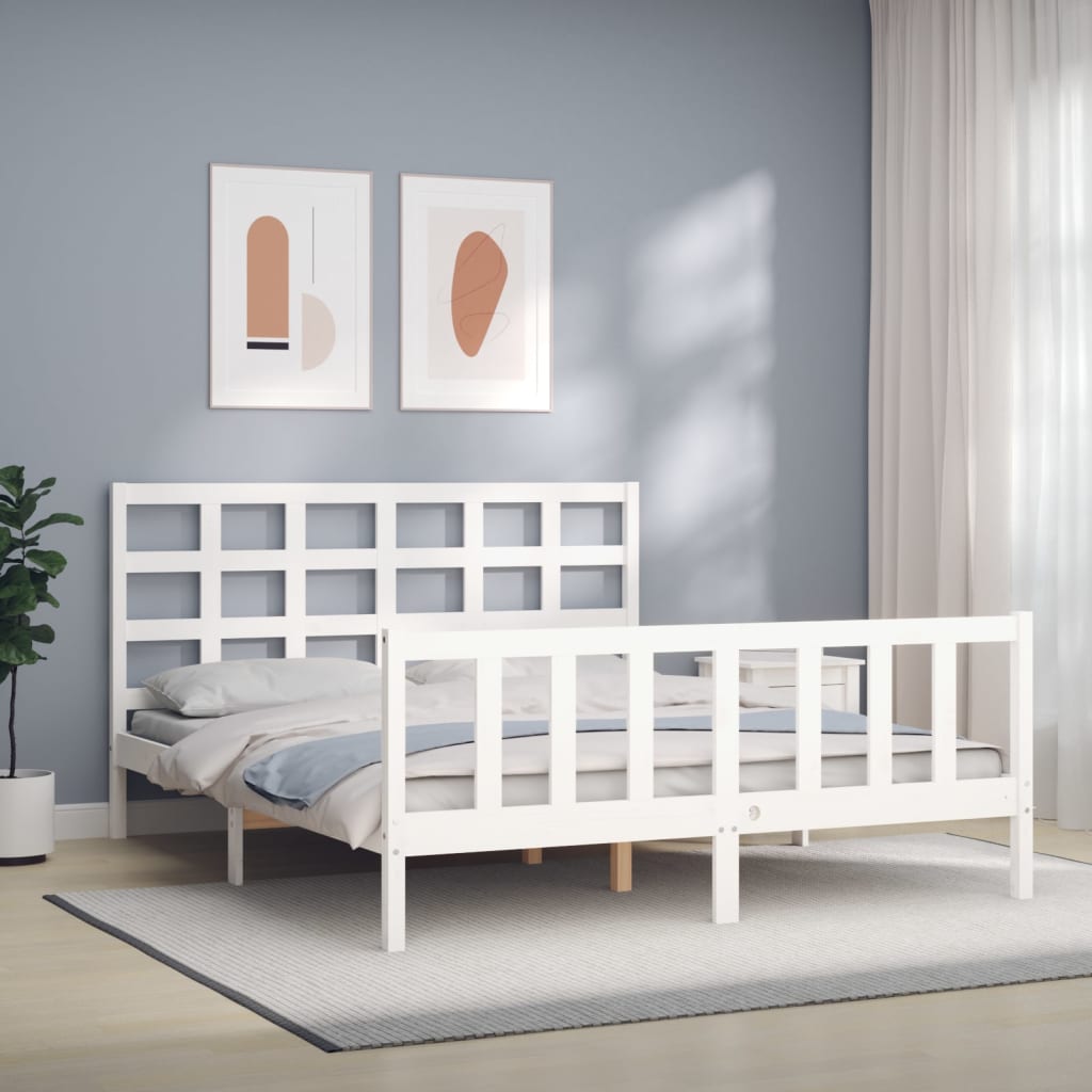 Bed Frame without Mattress White 160x200 cm Solid Wood Pine