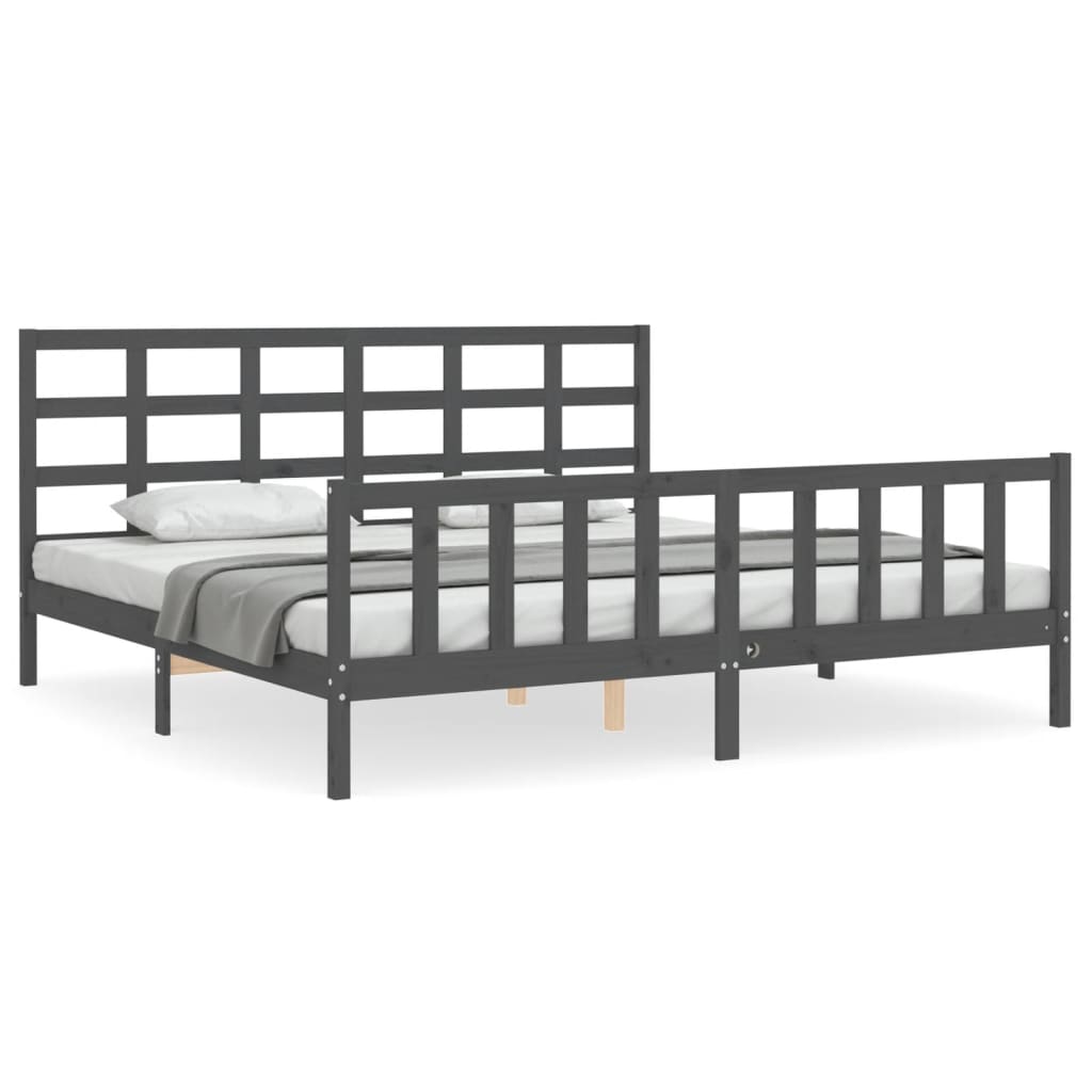 Bed Frame without Mattress Grey 200x200 cm Solid Wood Pine