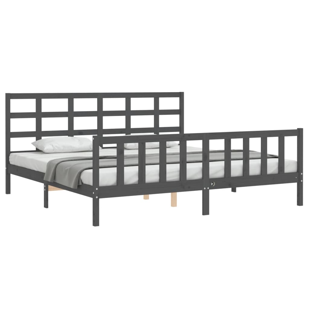 Bed Frame without Mattress Grey 200x200 cm Solid Wood Pine