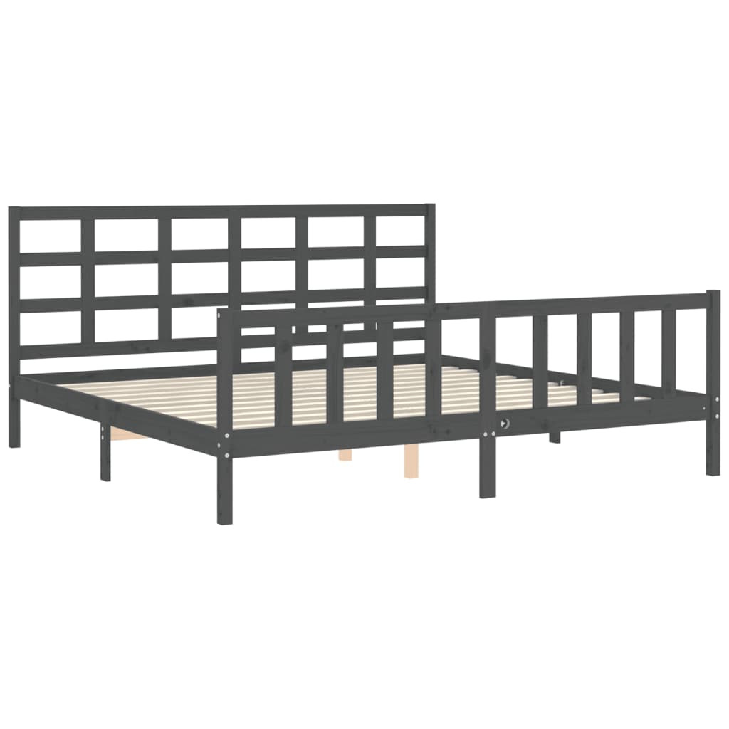 Bed Frame without Mattress Grey 200x200 cm Solid Wood Pine
