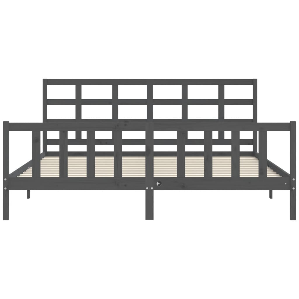 Bed Frame without Mattress Grey 200x200 cm Solid Wood Pine