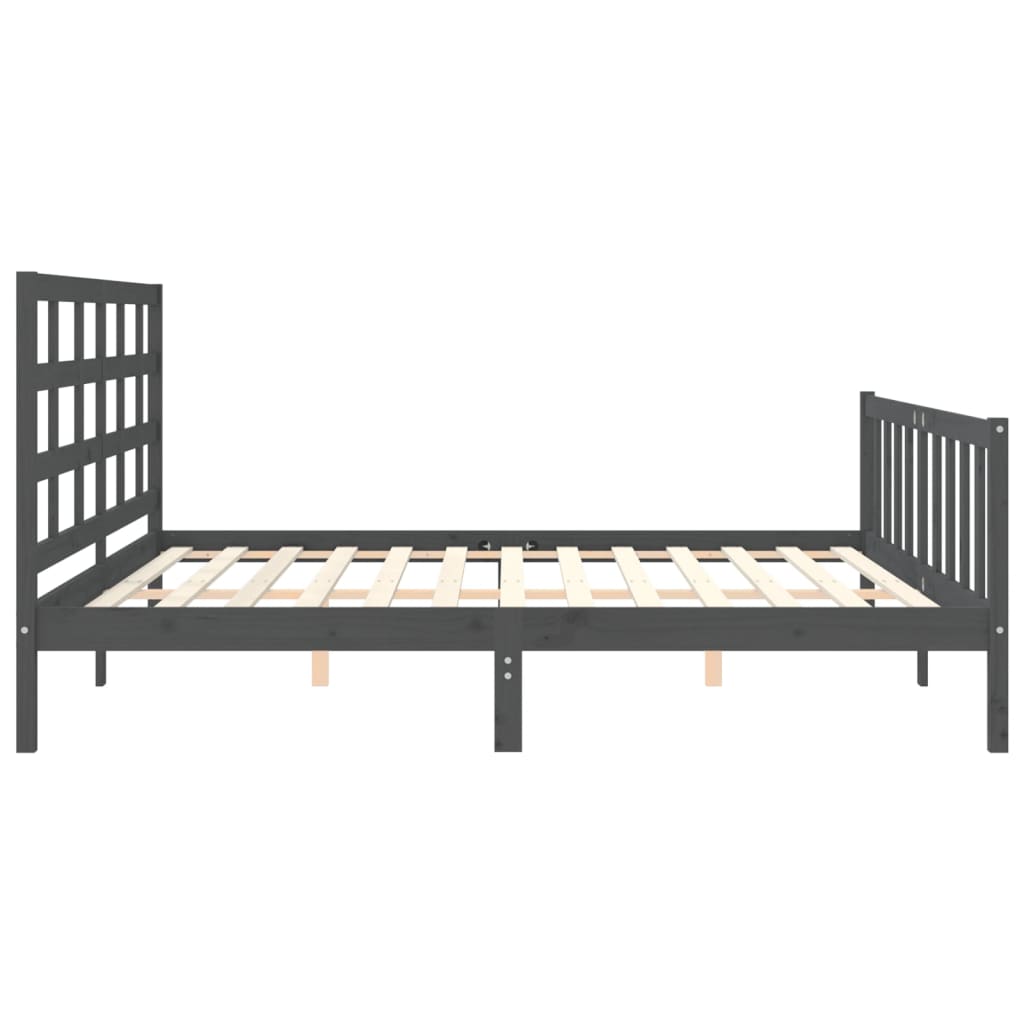Bed Frame without Mattress Grey 200x200 cm Solid Wood Pine