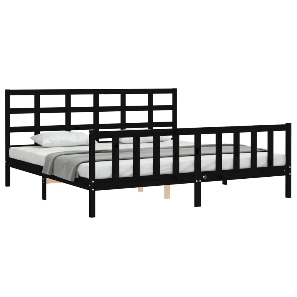 Bed Frame without Mattress Black 200x200 cm Solid Wood Pine