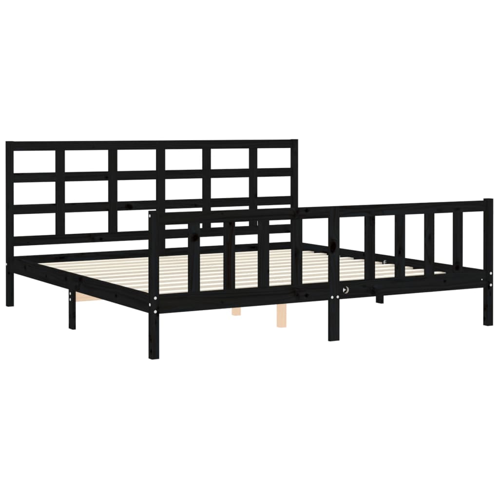 Bed Frame without Mattress Black 200x200 cm Solid Wood Pine