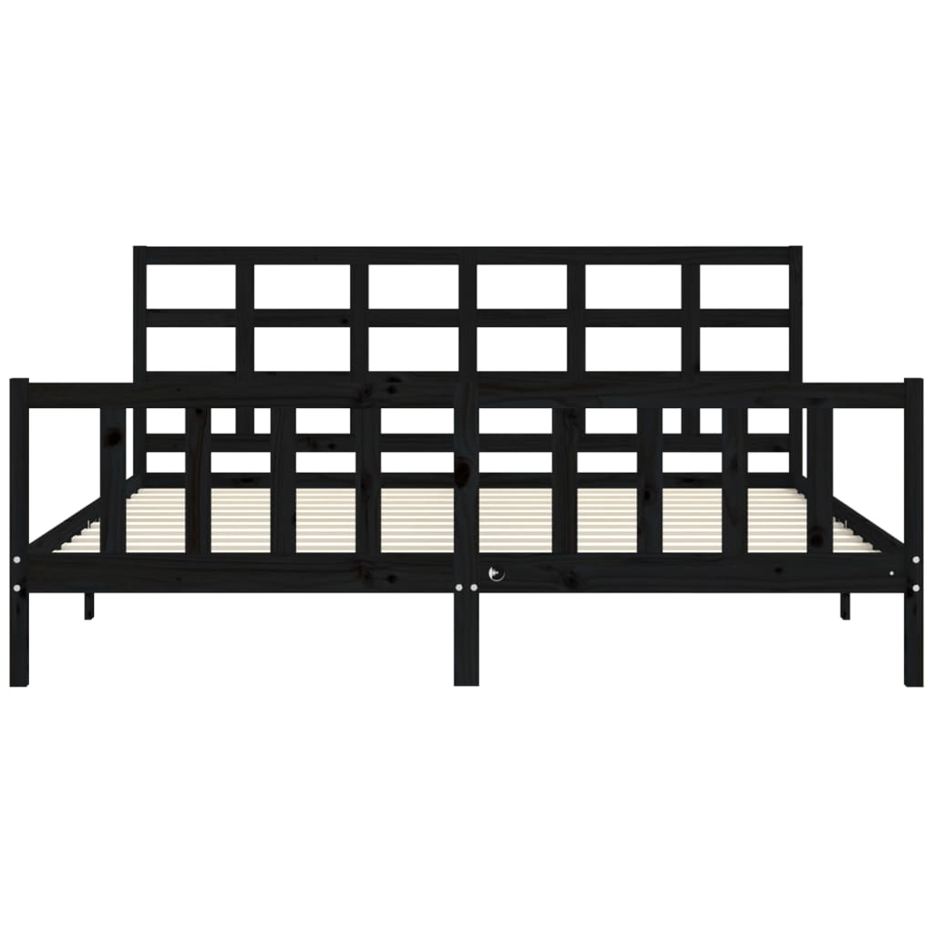Bed Frame without Mattress Black 200x200 cm Solid Wood Pine