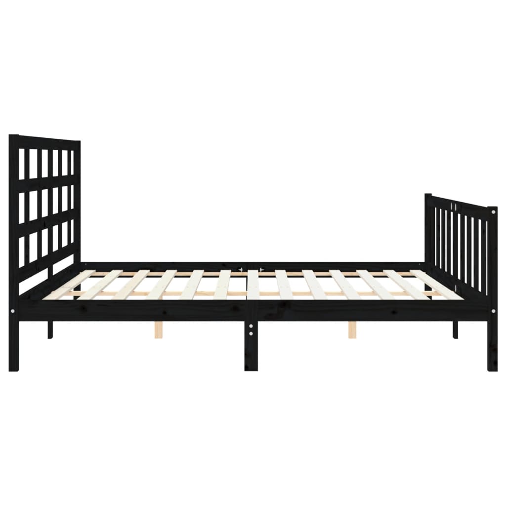 Bed Frame without Mattress Black 200x200 cm Solid Wood Pine