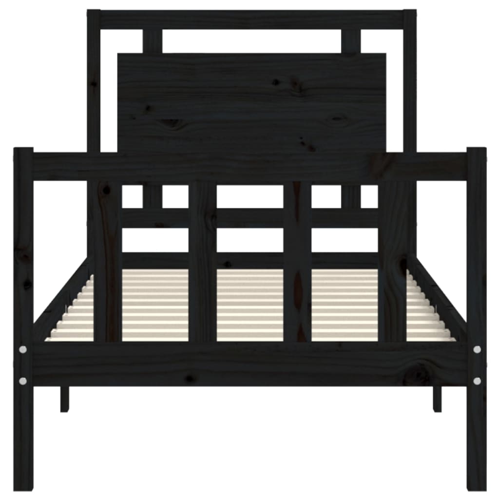 Bed Frame without Mattress Black Small Single Solid Wood Pine