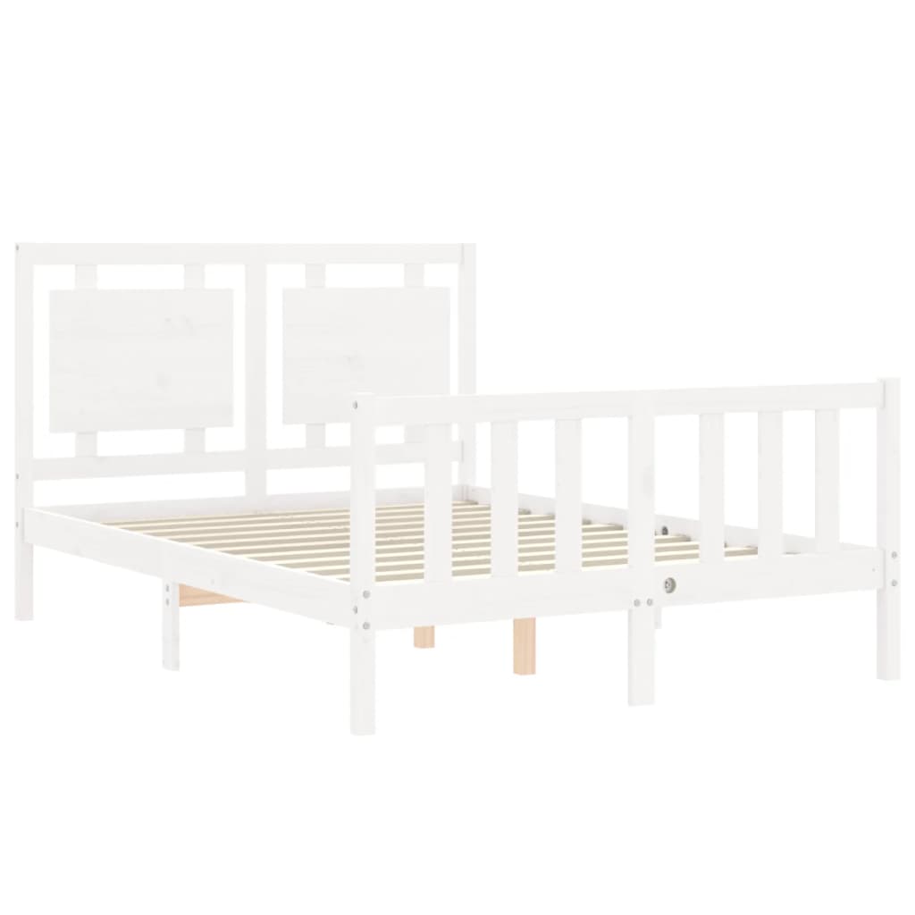 Bed Frame without Mattress White Small Double Solid Wood Pine