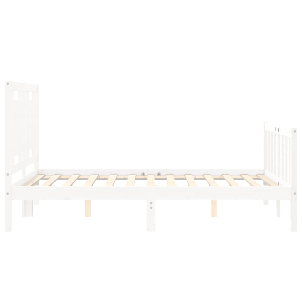 Bed Frame without Mattress White Small Double Solid Wood Pine