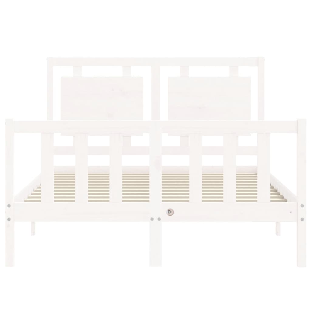 Bed Frame without Mattress White Double Solid Wood Pine