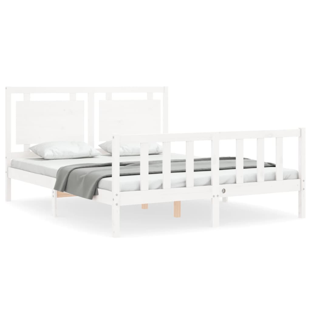 Bed Frame without Mattress White 160x200 cm Solid Wood Pine