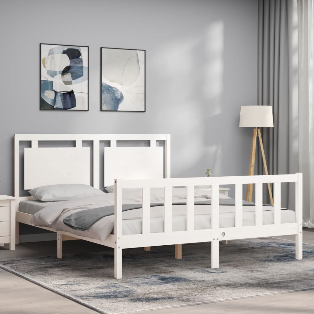 Bed Frame without Mattress White 160x200 cm Solid Wood Pine
