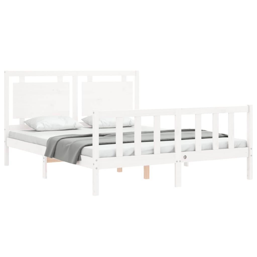 Bed Frame without Mattress White 160x200 cm Solid Wood Pine