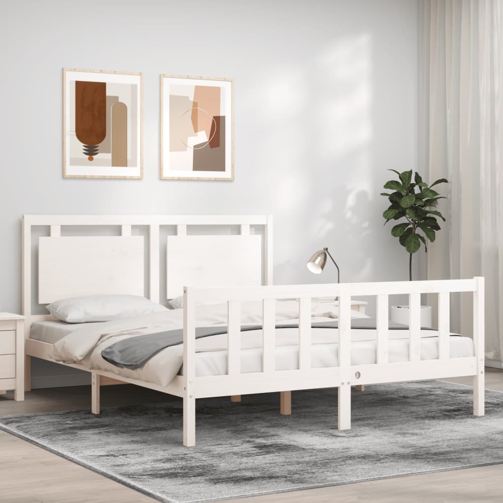 Bed Frame without Mattress White 160x200 cm Solid Wood Pine