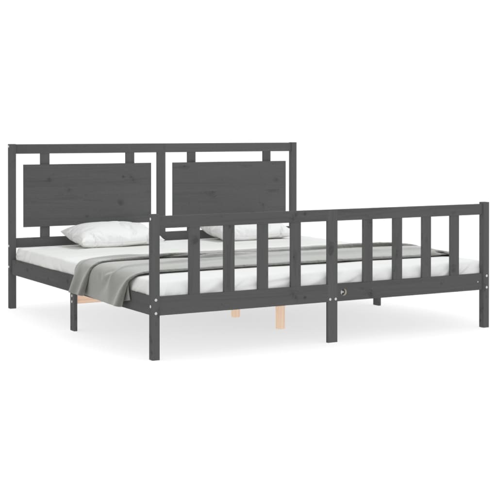 Bed Frame without Mattress Grey 200x200 cm Solid Wood Pine