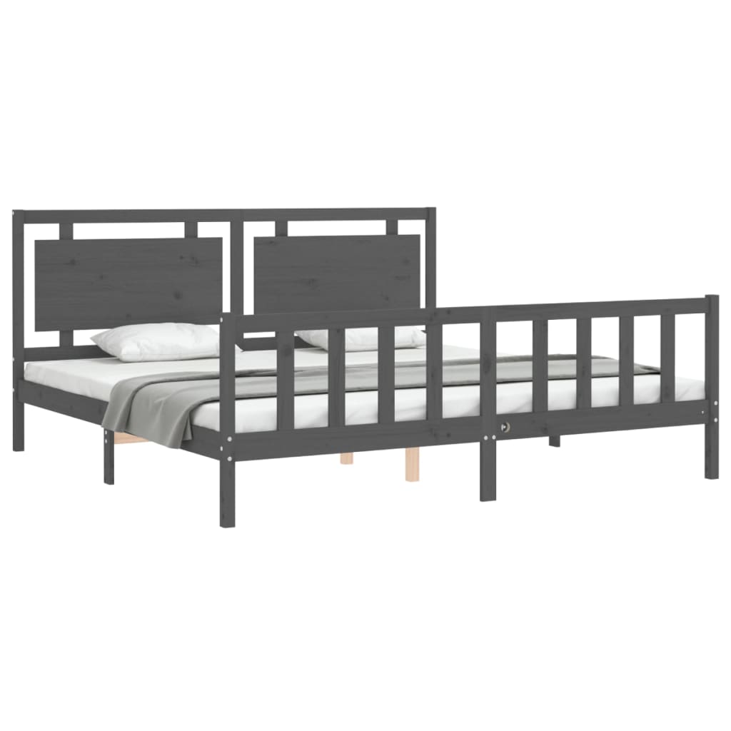 Bed Frame without Mattress Grey 200x200 cm Solid Wood Pine