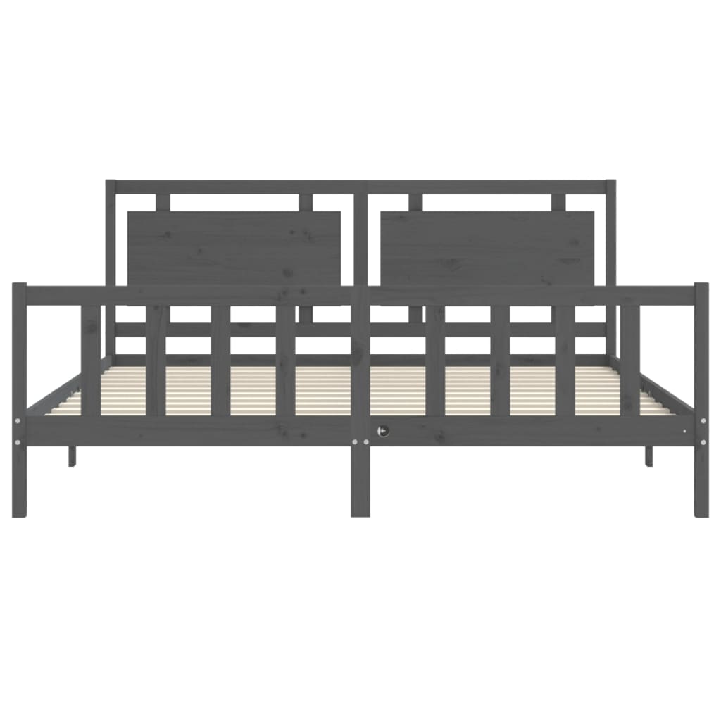 Bed Frame without Mattress Grey 200x200 cm Solid Wood Pine