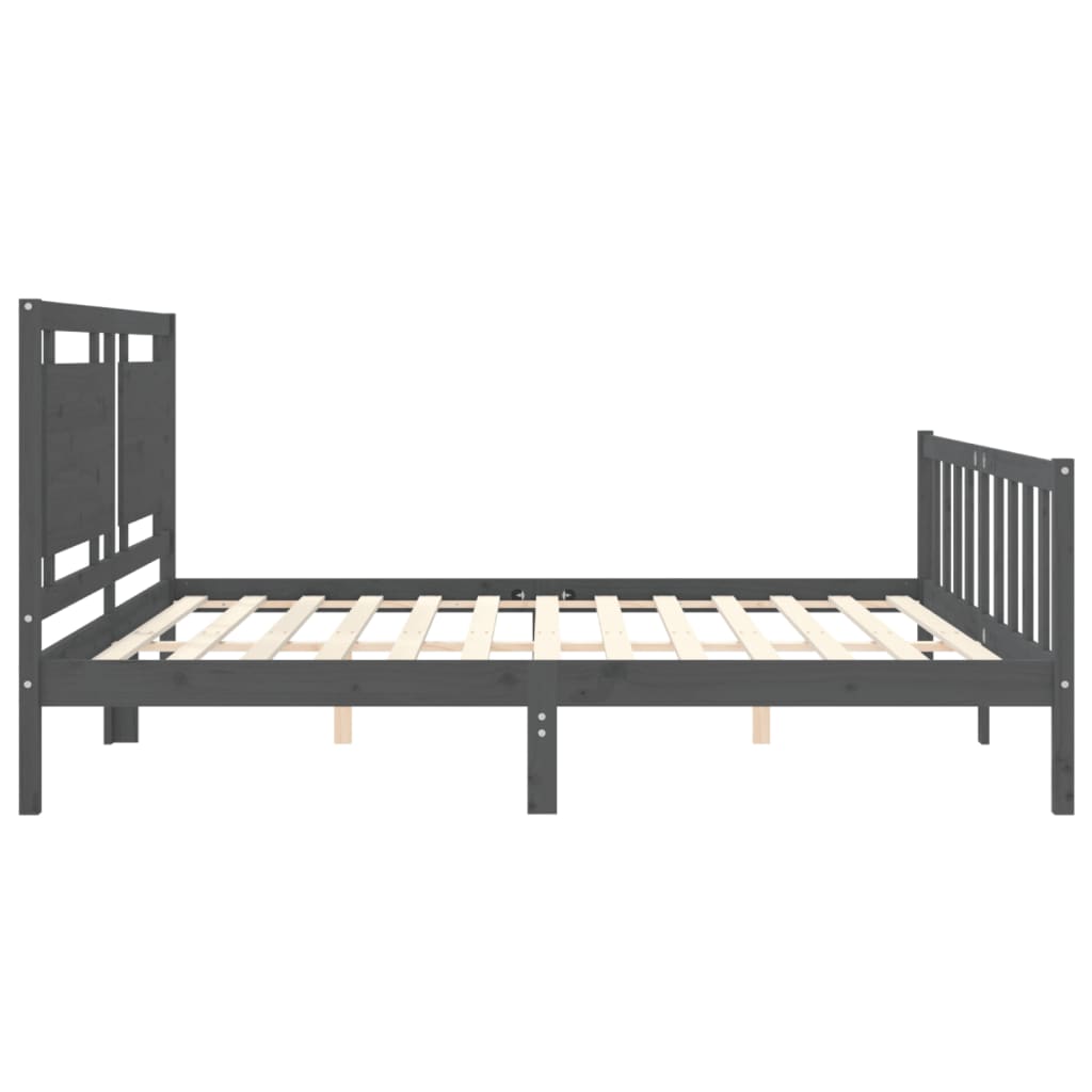 Bed Frame without Mattress Grey 200x200 cm Solid Wood Pine