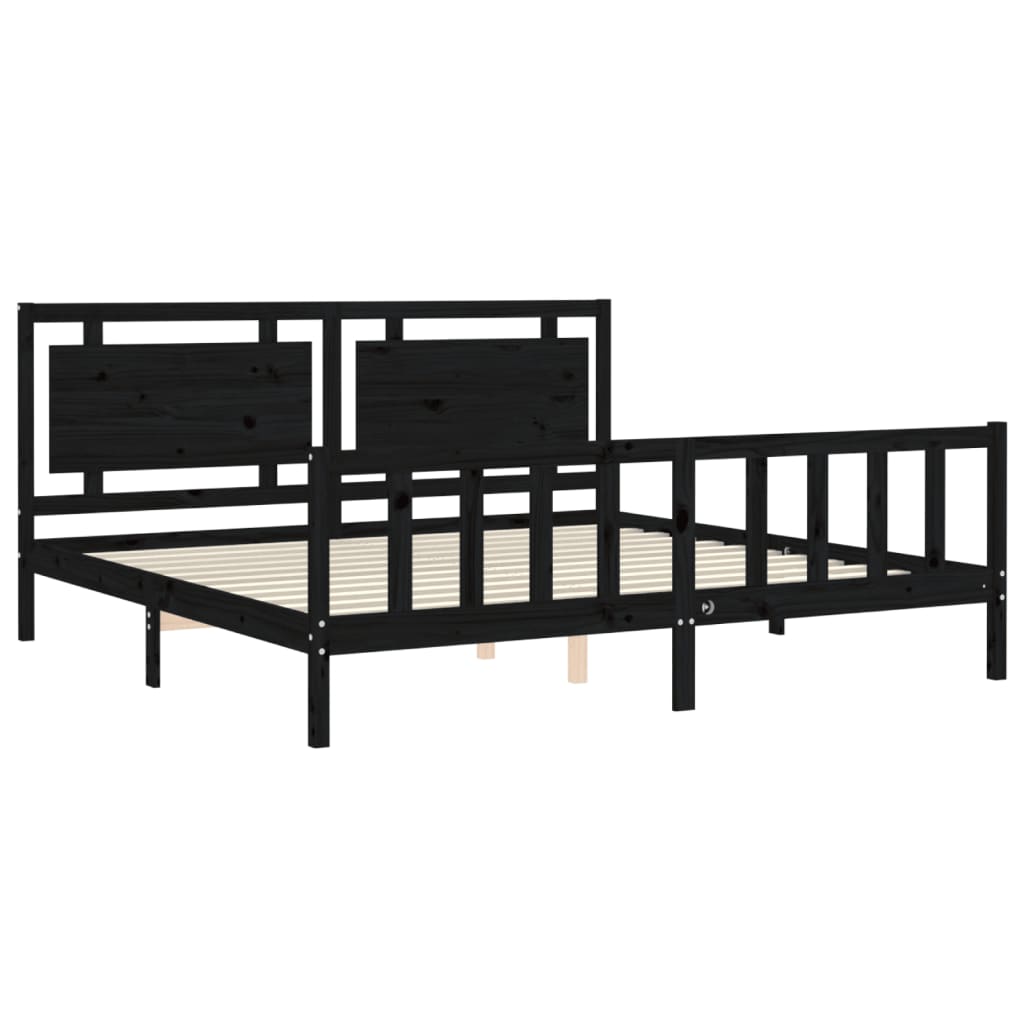 Bed Frame without Mattress Black 200x200 cm Solid Wood Pine