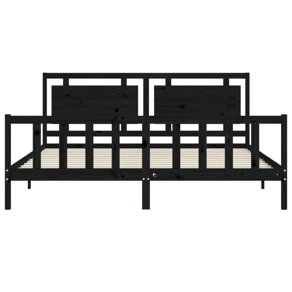 Bed Frame without Mattress Black 200x200 cm Solid Wood Pine