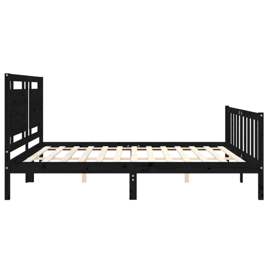 Bed Frame without Mattress Black 200x200 cm Solid Wood Pine