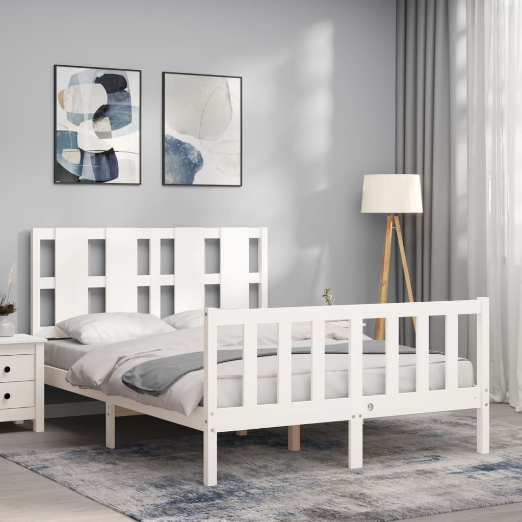 Bed Frame without Mattress White 140x190 cm Solid Wood Pine