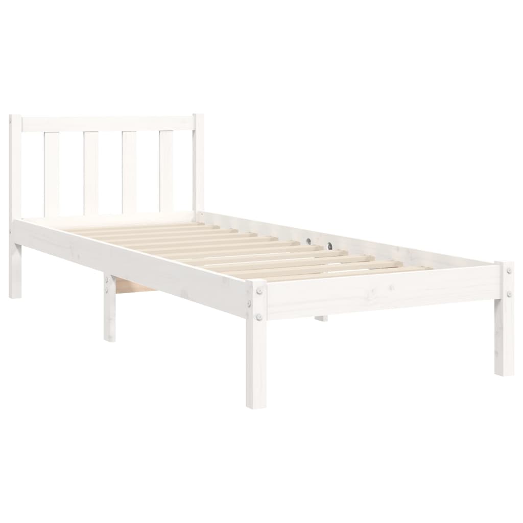Bed Frame without Mattress White 90x200 cm Solid Wood Pine