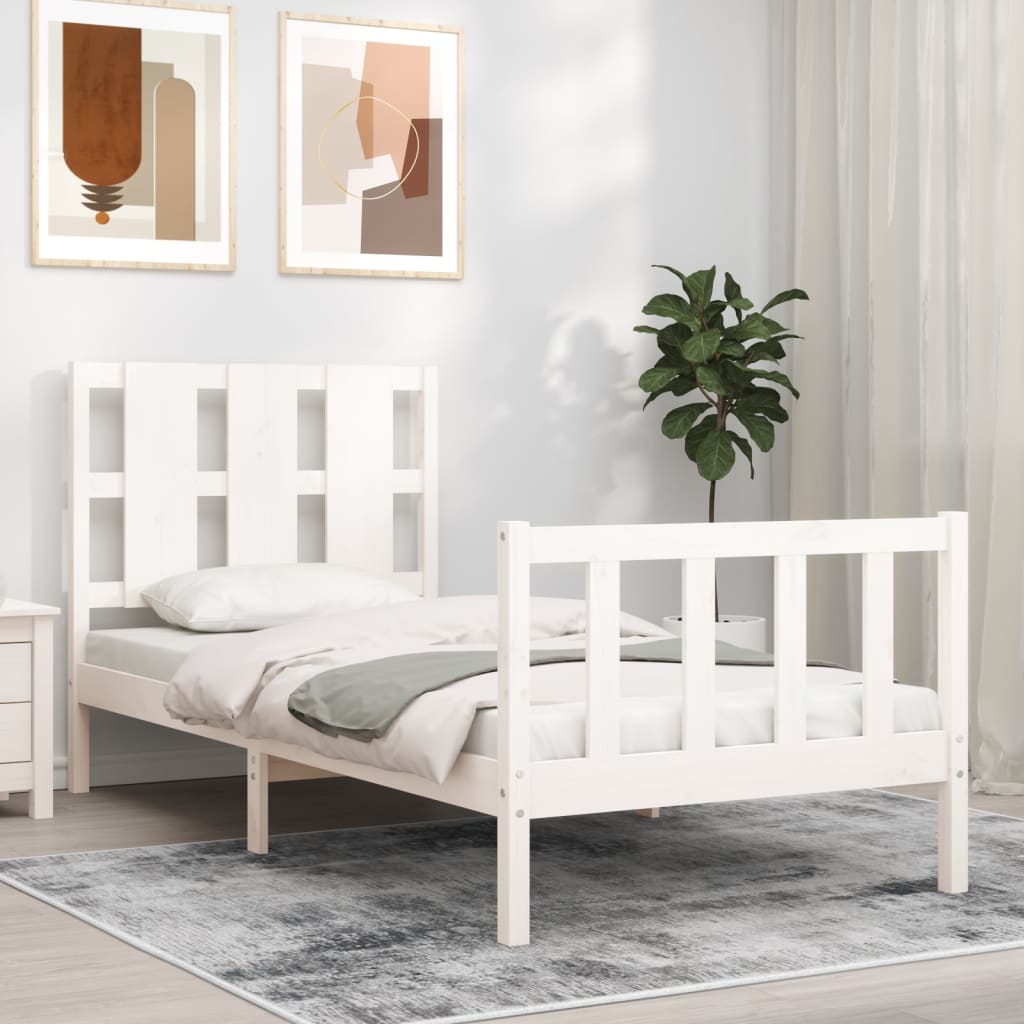 Bed Frame without Mattress White 90x200 cm Solid Wood Pine