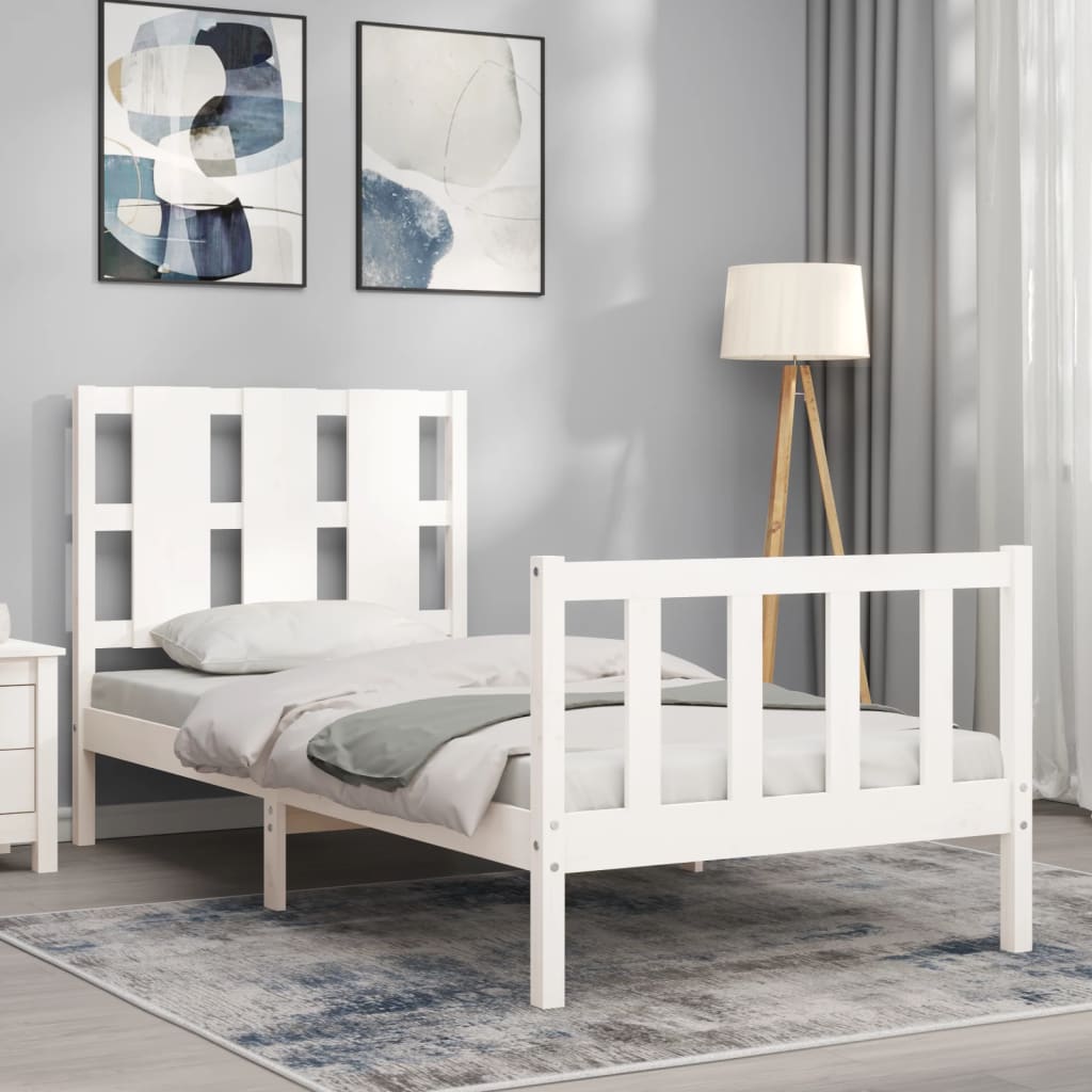 Bed Frame without Mattress White 100x200 cm Solid Wood Pine