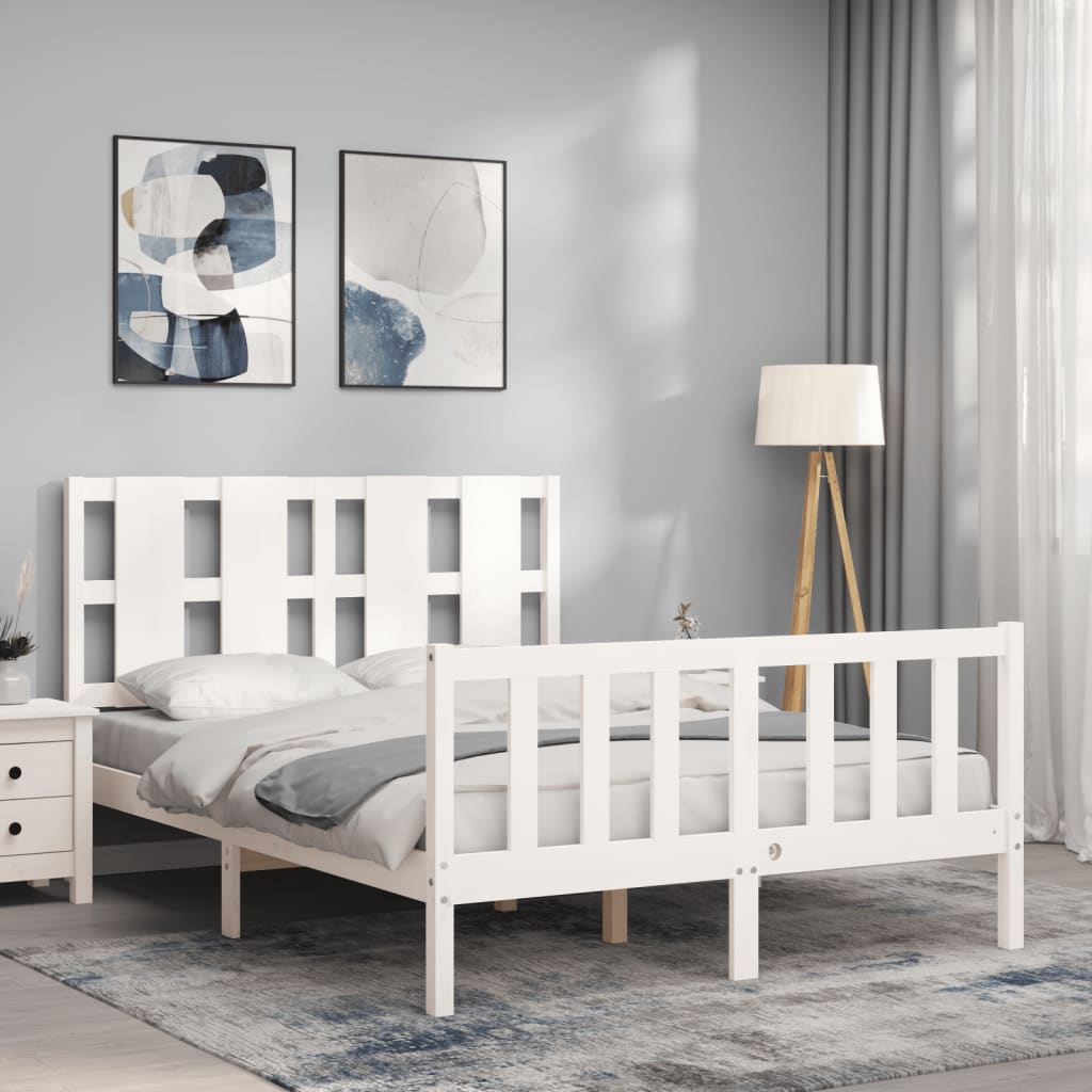 Bed Frame without Mattress White 140x200 cm Solid Wood Pine
