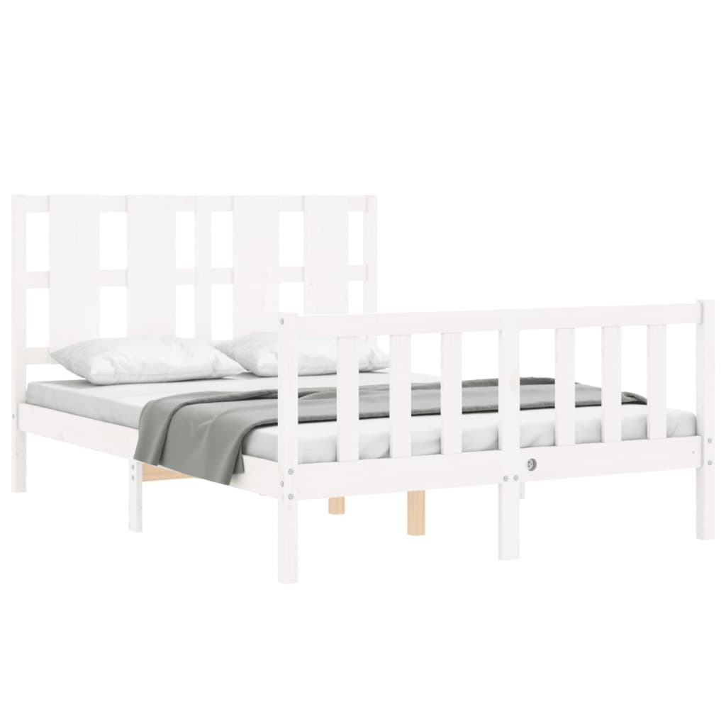 Bed Frame without Mattress White 140x200 cm Solid Wood Pine