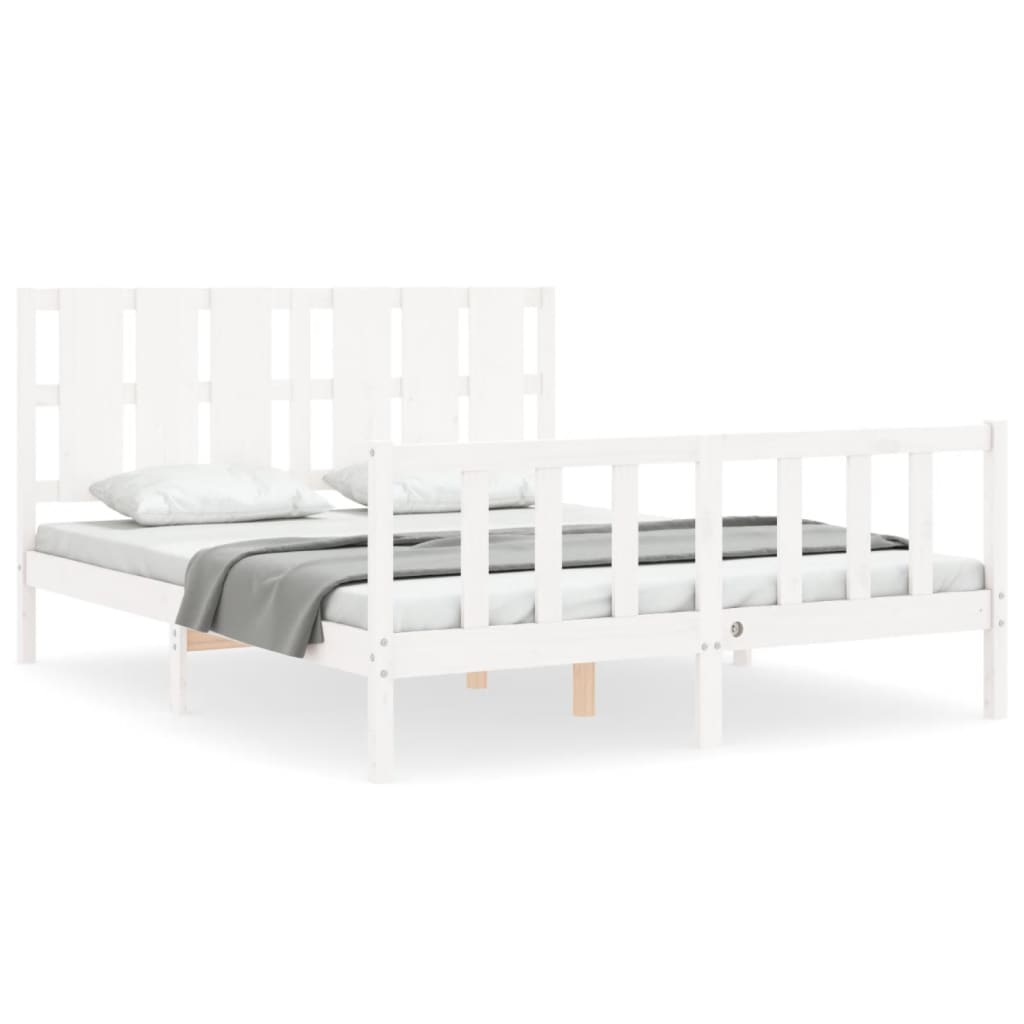 Bed Frame without Mattress White 160x200 cm Solid Wood Pine