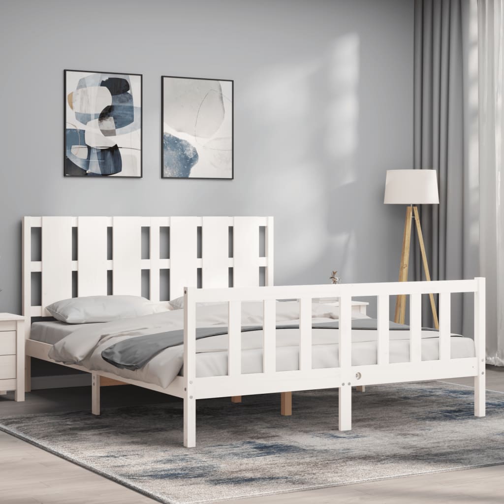 Bed Frame without Mattress White 160x200 cm Solid Wood Pine