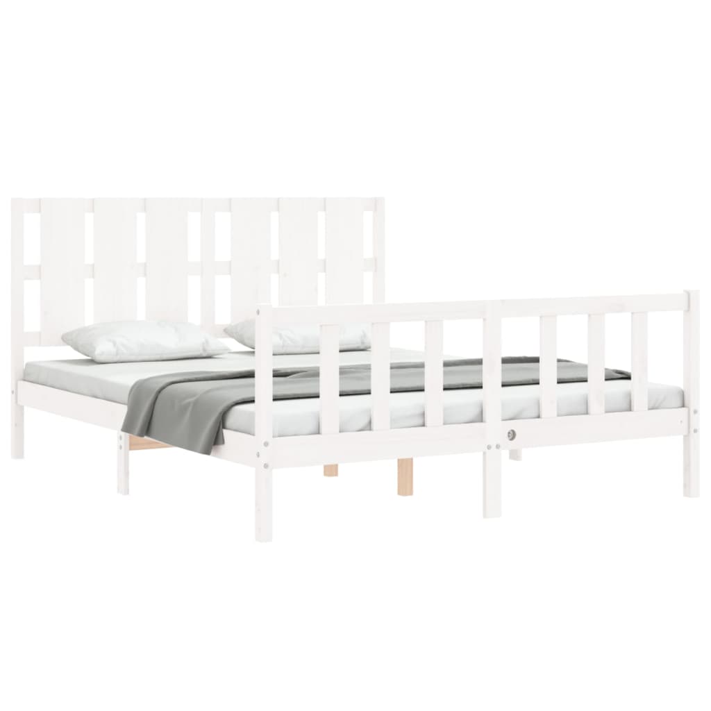 Bed Frame without Mattress White 160x200 cm Solid Wood Pine