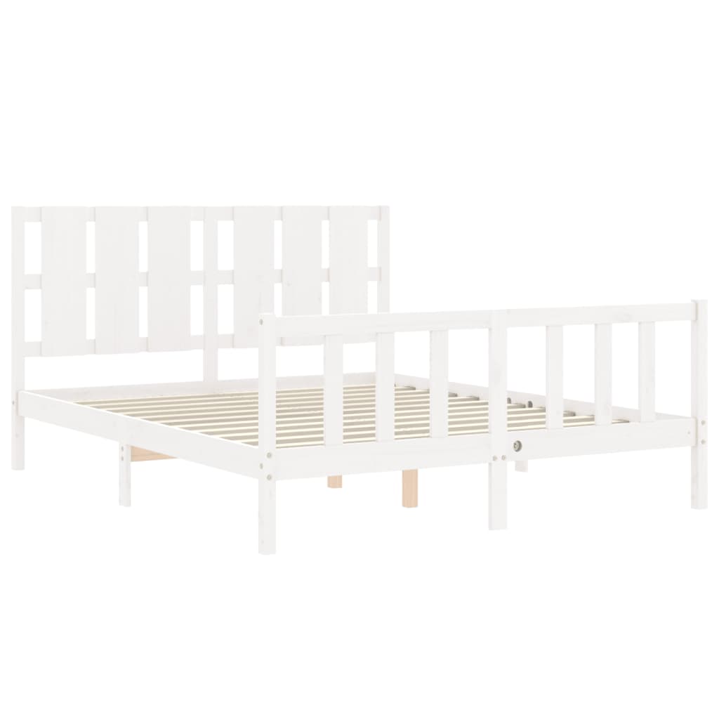 Bed Frame without Mattress White 160x200 cm Solid Wood Pine