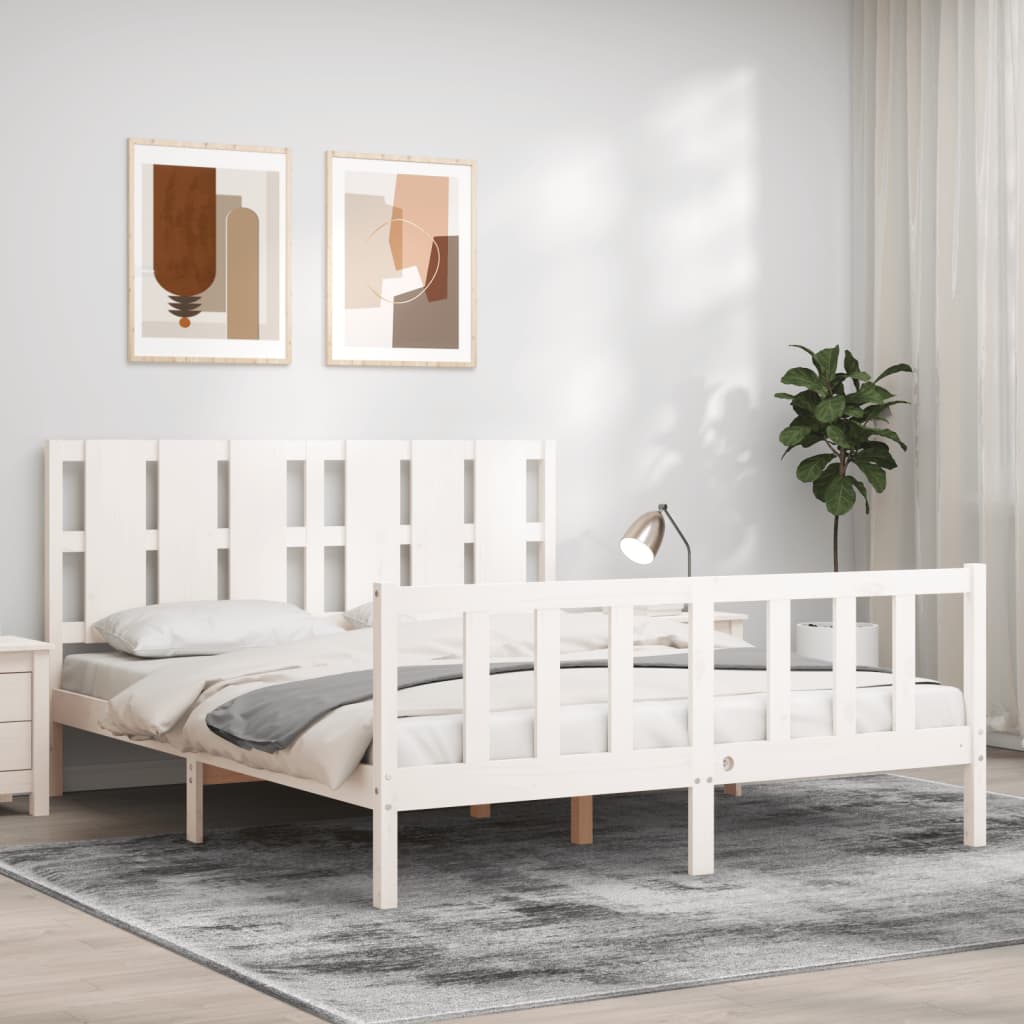Bed Frame without Mattress White 160x200 cm Solid Wood Pine