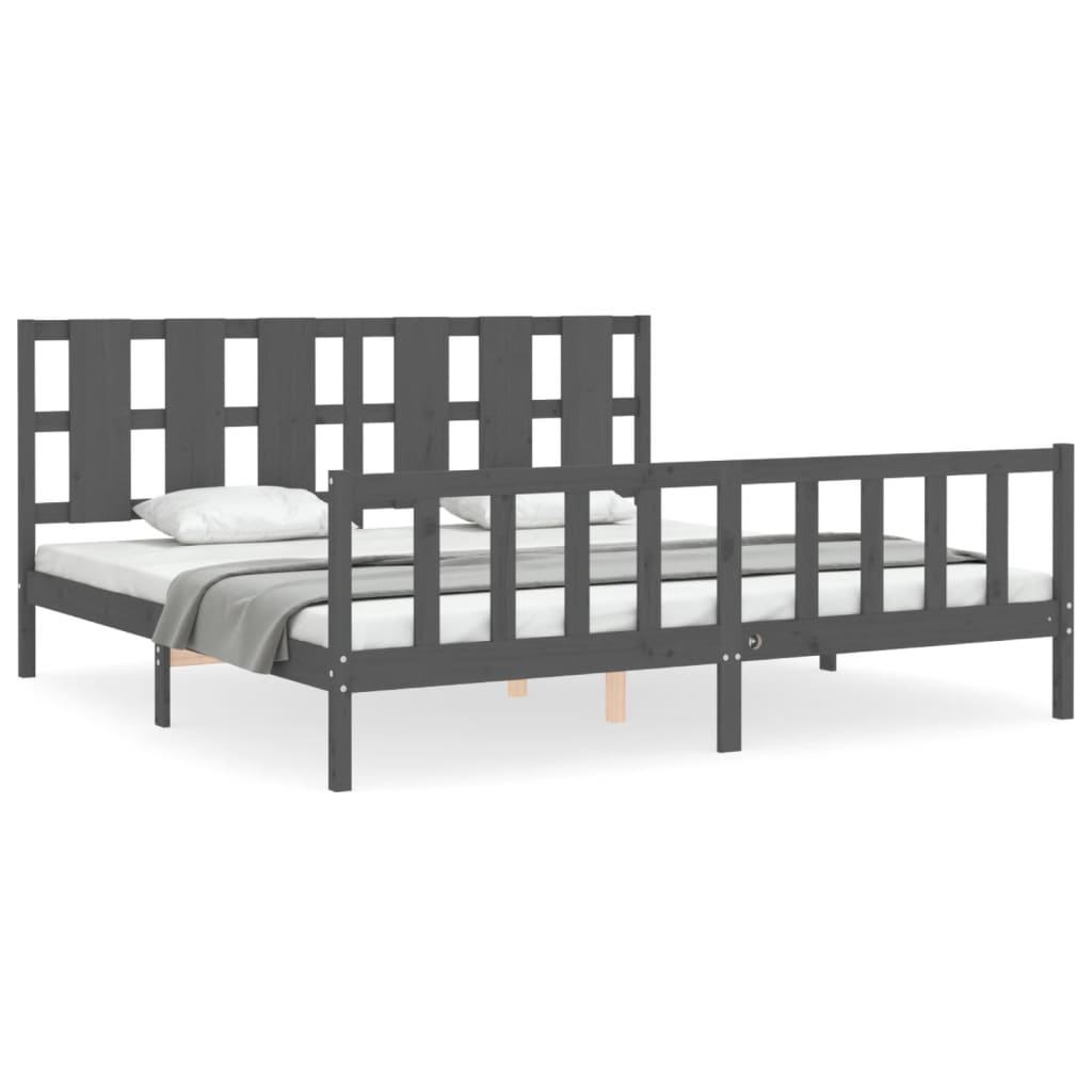 Bed Frame without Mattress Grey 200x200 cm Solid Wood Pine