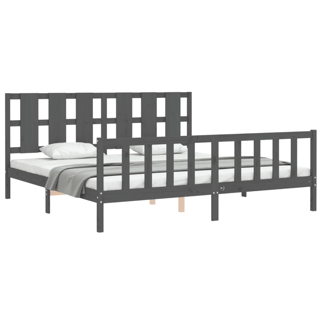Bed Frame without Mattress Grey 200x200 cm Solid Wood Pine