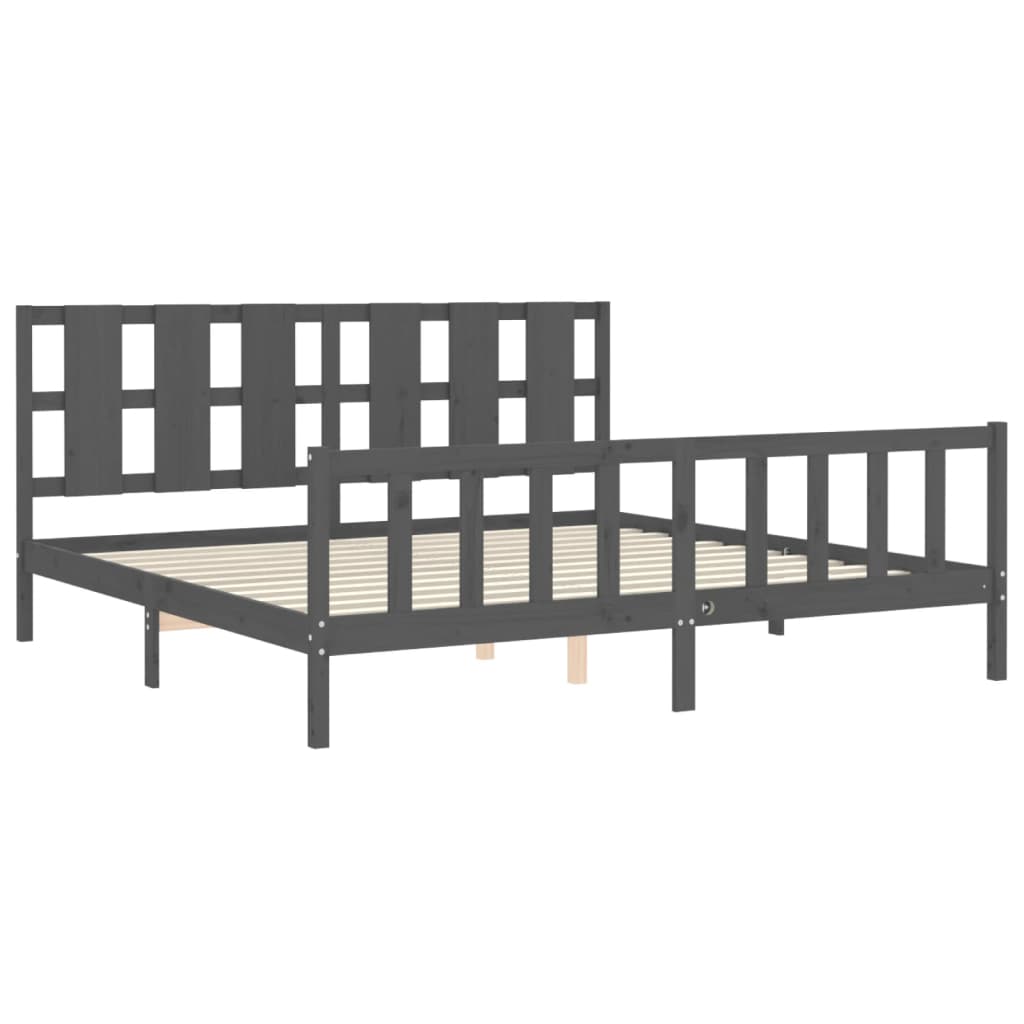 Bed Frame without Mattress Grey 200x200 cm Solid Wood Pine