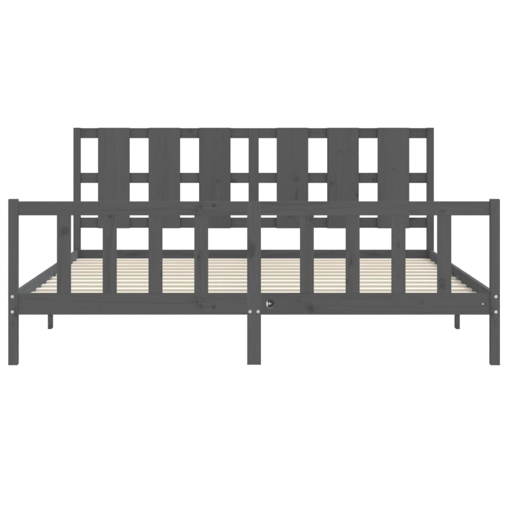 Bed Frame without Mattress Grey 200x200 cm Solid Wood Pine