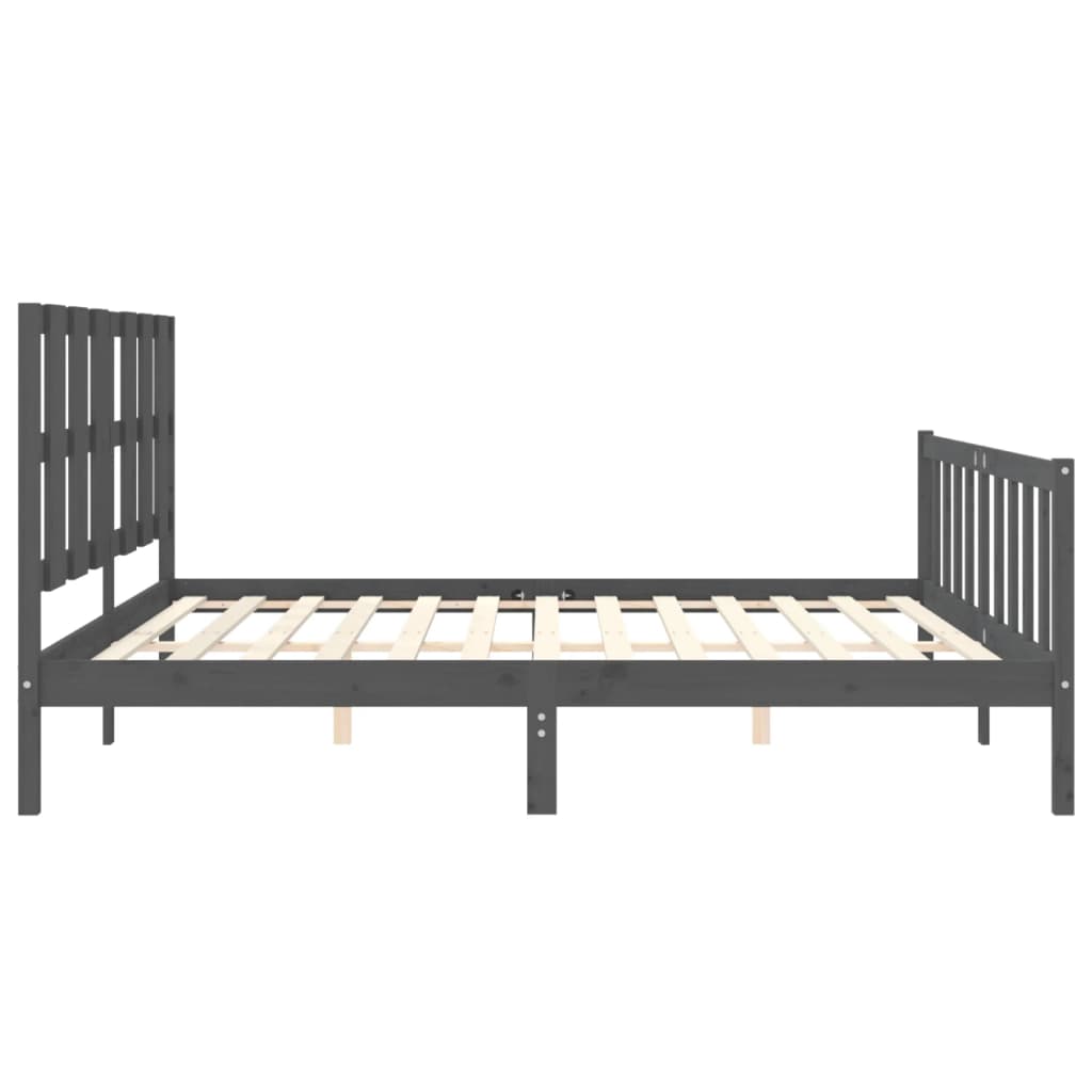 Bed Frame without Mattress Grey 200x200 cm Solid Wood Pine