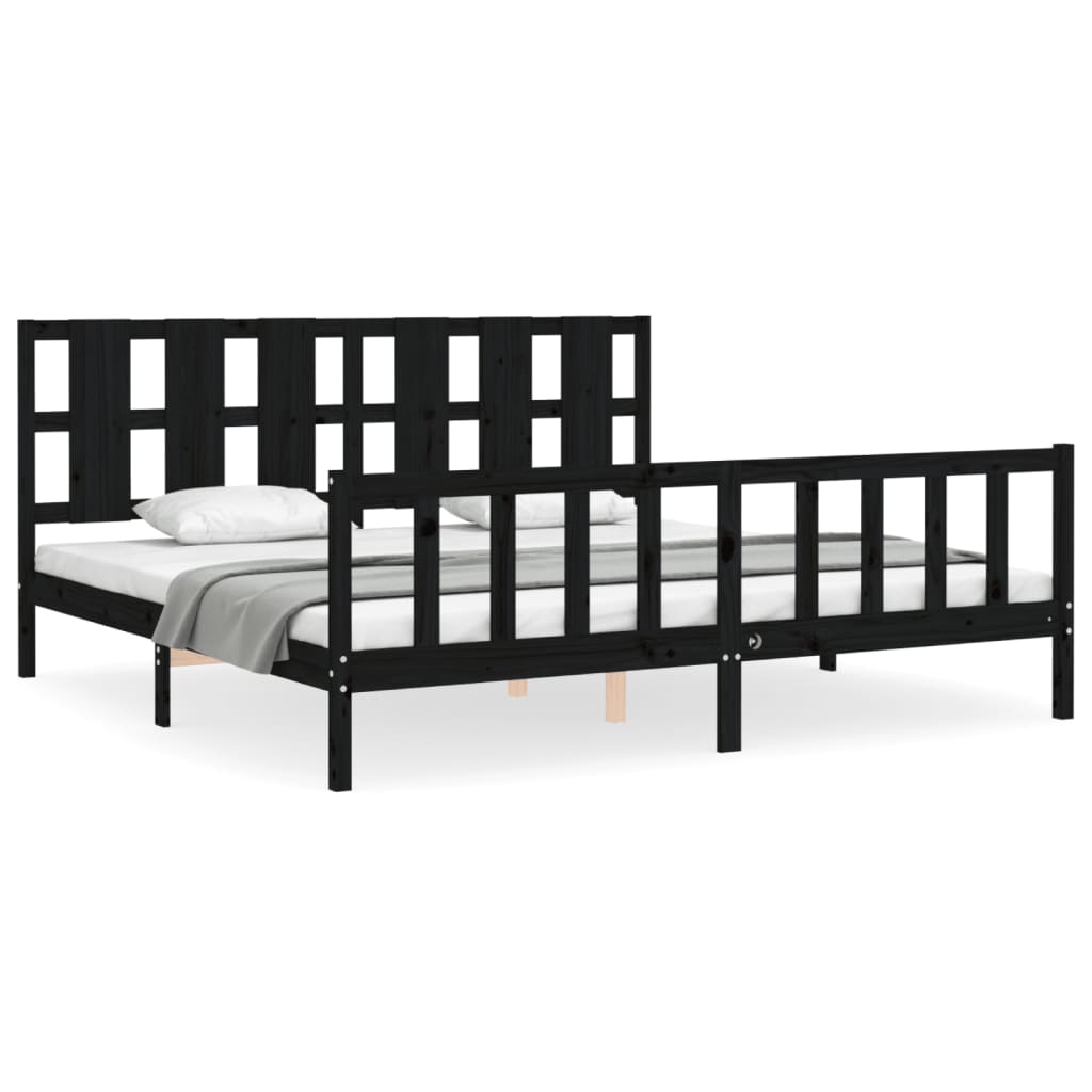 Bed Frame without Mattress Black 200x200 cm Solid Wood Pine