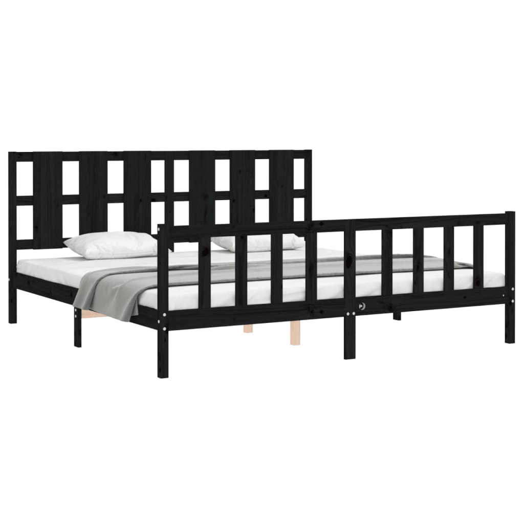 Bed Frame without Mattress Black 200x200 cm Solid Wood Pine