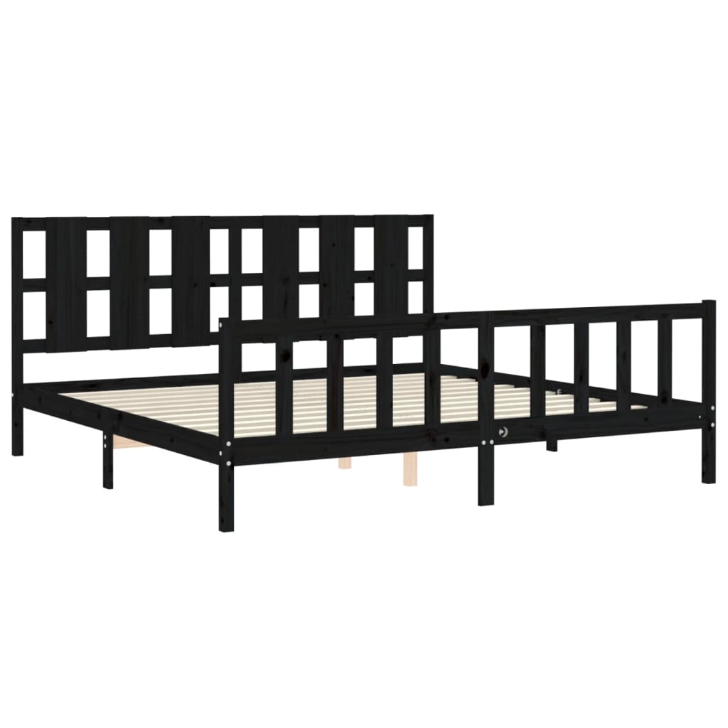 Bed Frame without Mattress Black 200x200 cm Solid Wood Pine