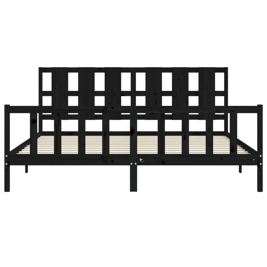 Bed Frame without Mattress Black 200x200 cm Solid Wood Pine
