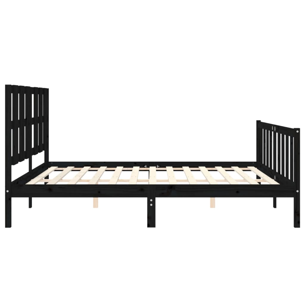 Bed Frame without Mattress Black 200x200 cm Solid Wood Pine