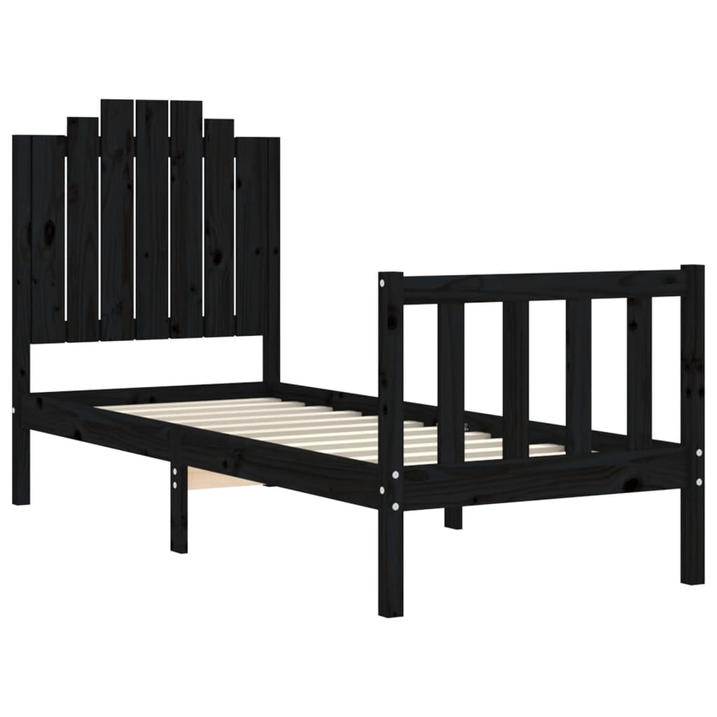 Bed Frame without Mattress Black Small Single Solid Wood Pine