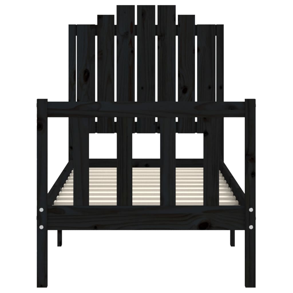 Bed Frame without Mattress Black Small Single Solid Wood Pine