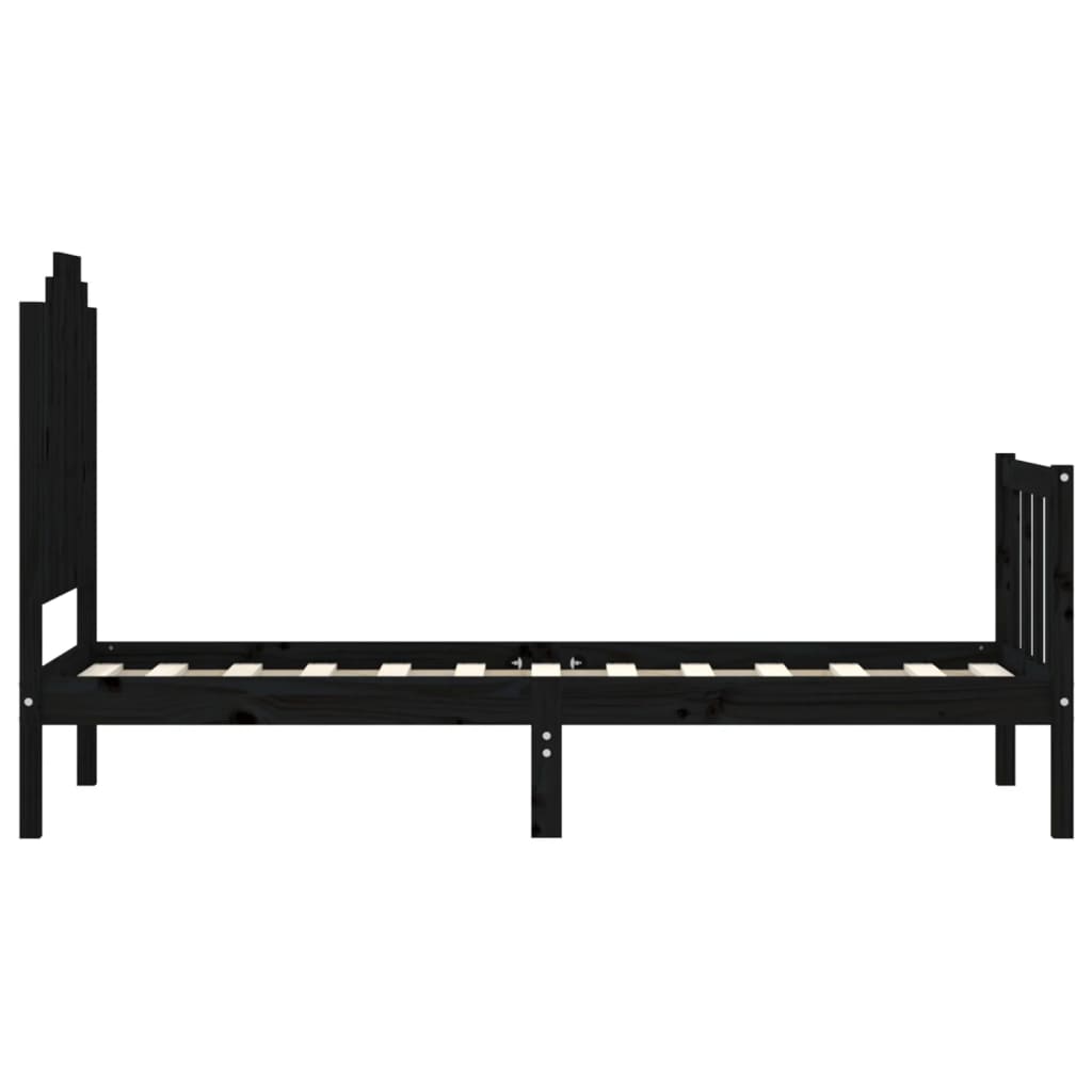 Bed Frame without Mattress Black Small Single Solid Wood Pine